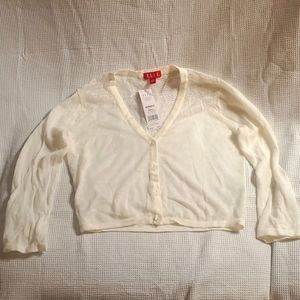NWT womens Elle cream white sheer sweater with crocheted back size small
